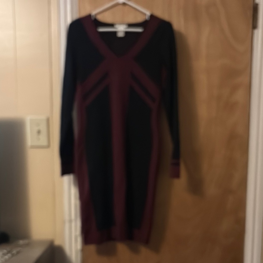 Elegant Black and Burgundy Women's Dress